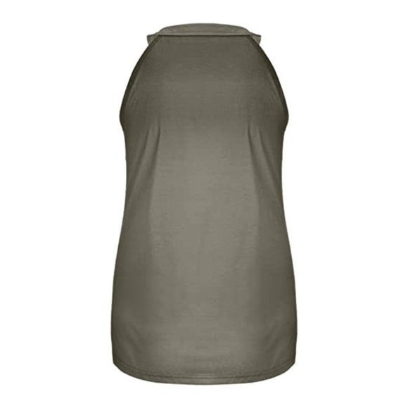 Womens Summertime Army Green - Olive Green Sleeveless Loose Fit Tank Top - Picture 3 of 3